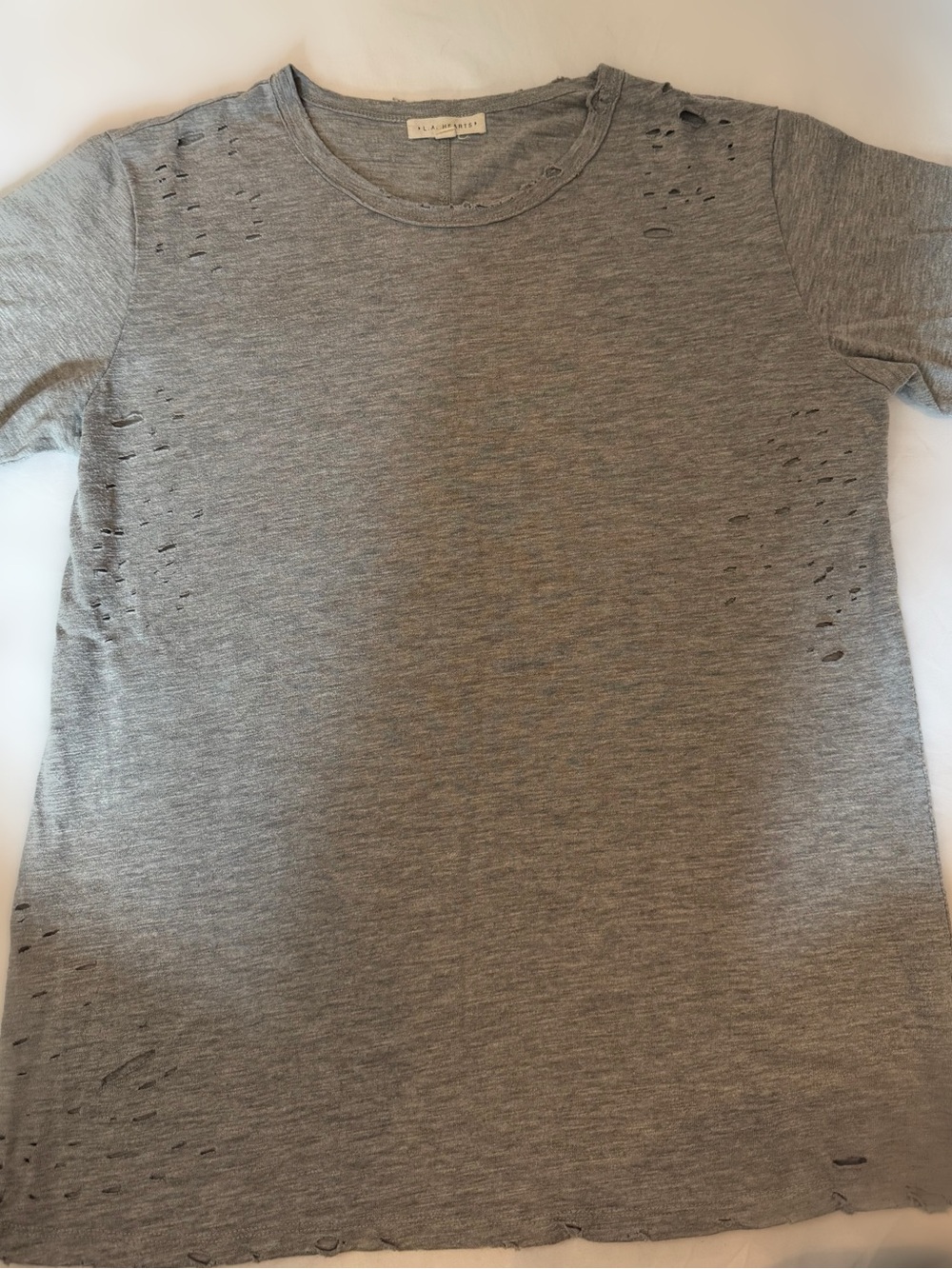 L.A. Hearts Gray Distressed T-Shirt Medium | Edgy Grunge Tee